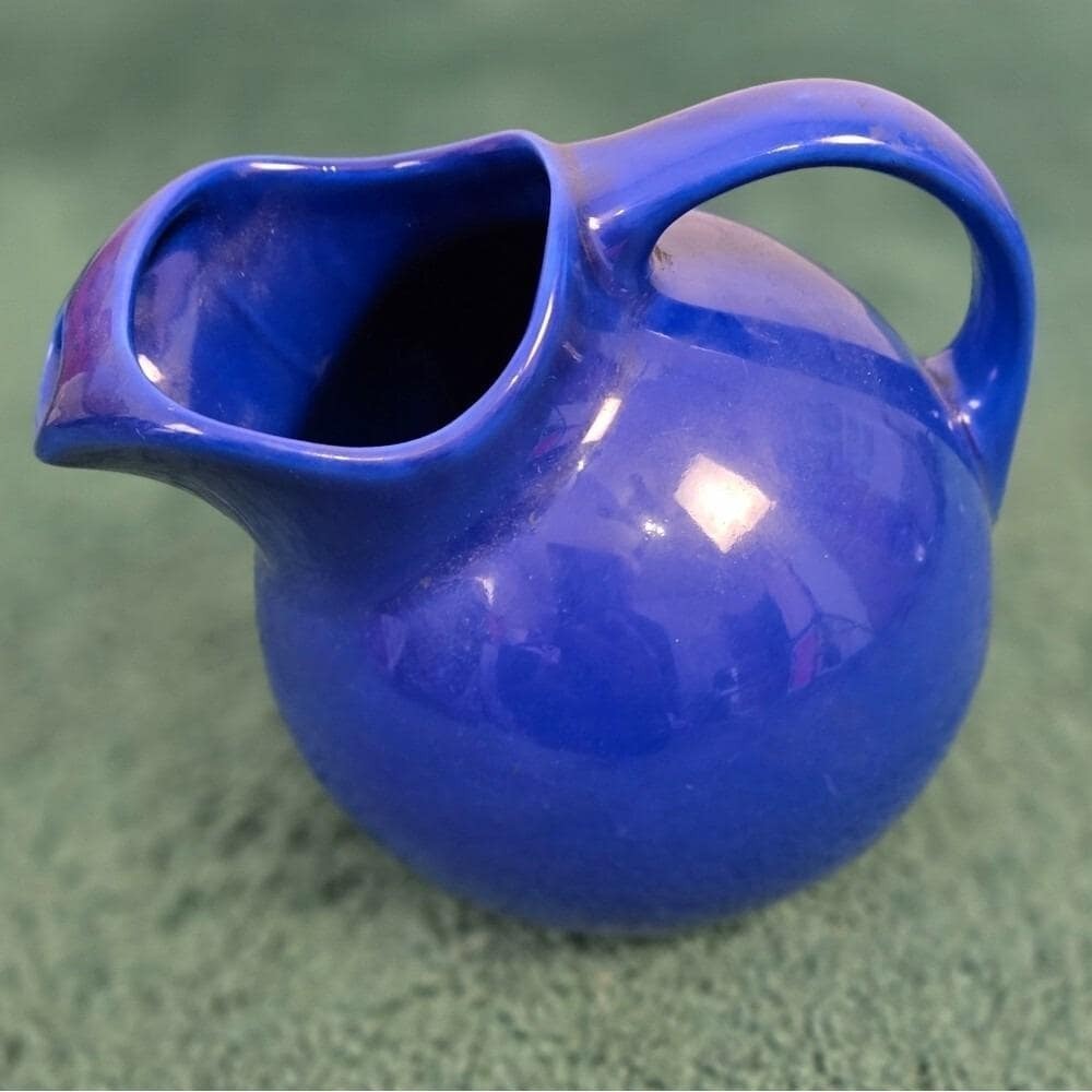 Hall China Company Cobalt Blue Ball Pitcher Art Deco 2 Quart Size Marked 633 USA